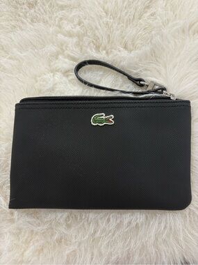 NWOT- Lacoste Black Wristlet Pouch with Green Crocodile Logo
